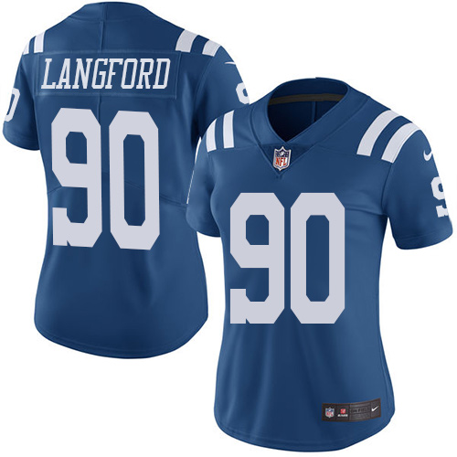 Women's Limited Kendall Langford Nike Jersey Royal Blue - #90 Rush NFL Indianapolis Colts